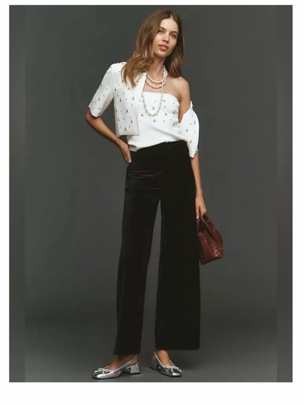 Maeve The Colette Black Full Length Velvet Wide Leg Pant. Size 26. NWT